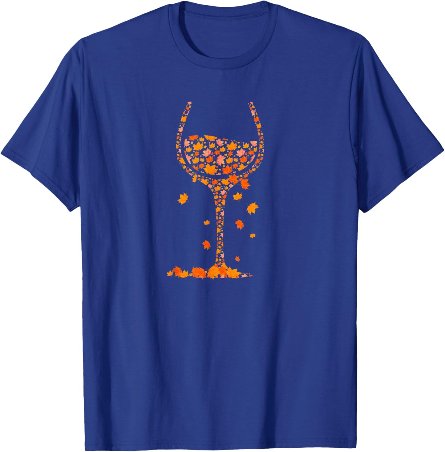 Glass Of Wine Maple Leaf Drinking Wine Lover Autumn Fall T-Shirt - T-Shirt | Royal