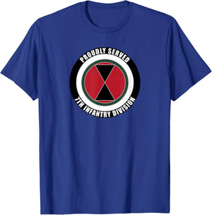 Proudly Served 7th Infantry Division Military Army Veteran T-Shirt - T-Shirt | Royal