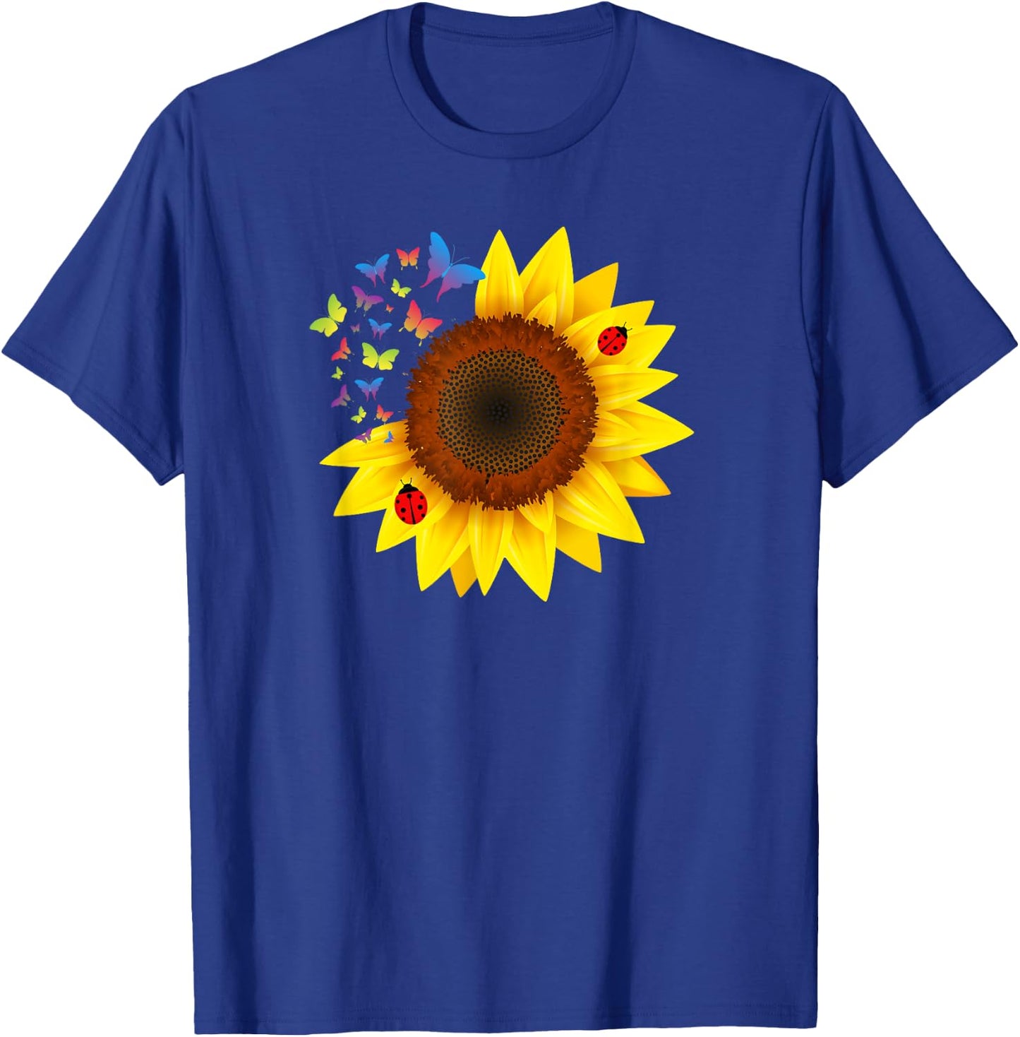 Sunflower, Ladybug, Butterflys, Design T-Shirt - T-Shirt | Royal
