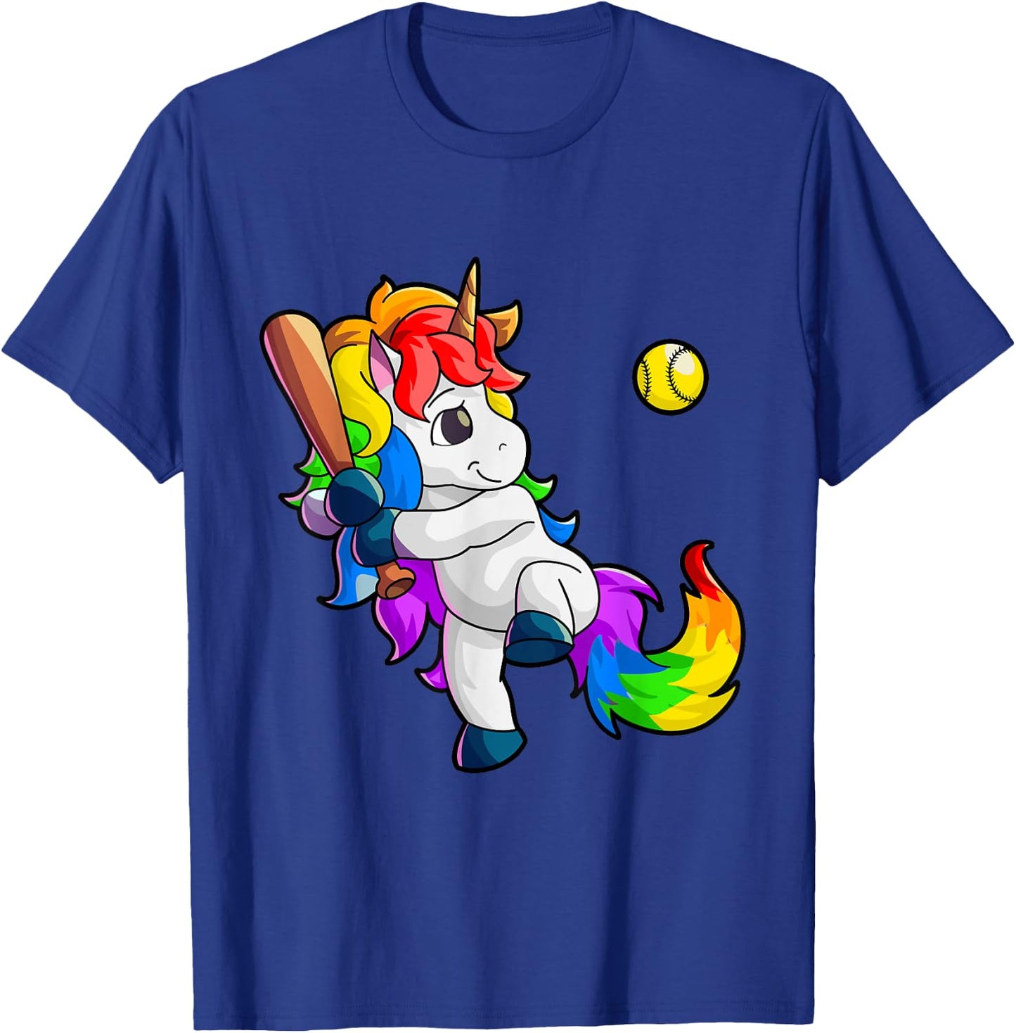 Unicorn Softball Girls Women Baseball Softball Player T-Shirt - T-Shirt | Royal