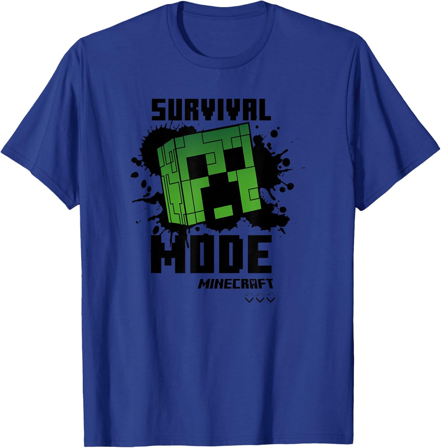 Minecraft Creeper Black Splat Survival Mode T-Shirt - T-Shirt | Royal