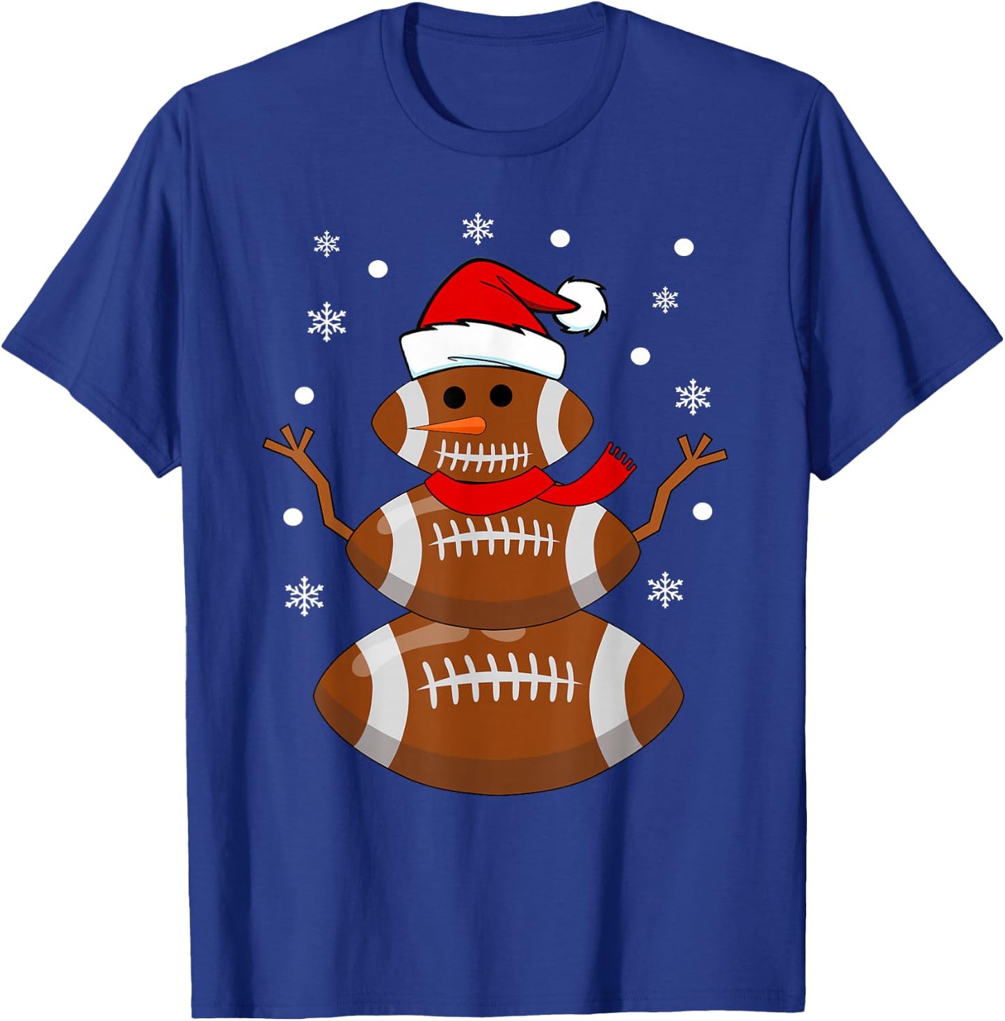 Christmas Football Snowman Kids Football Christmas Women Men T-Shirt - T-Shirt | Royal