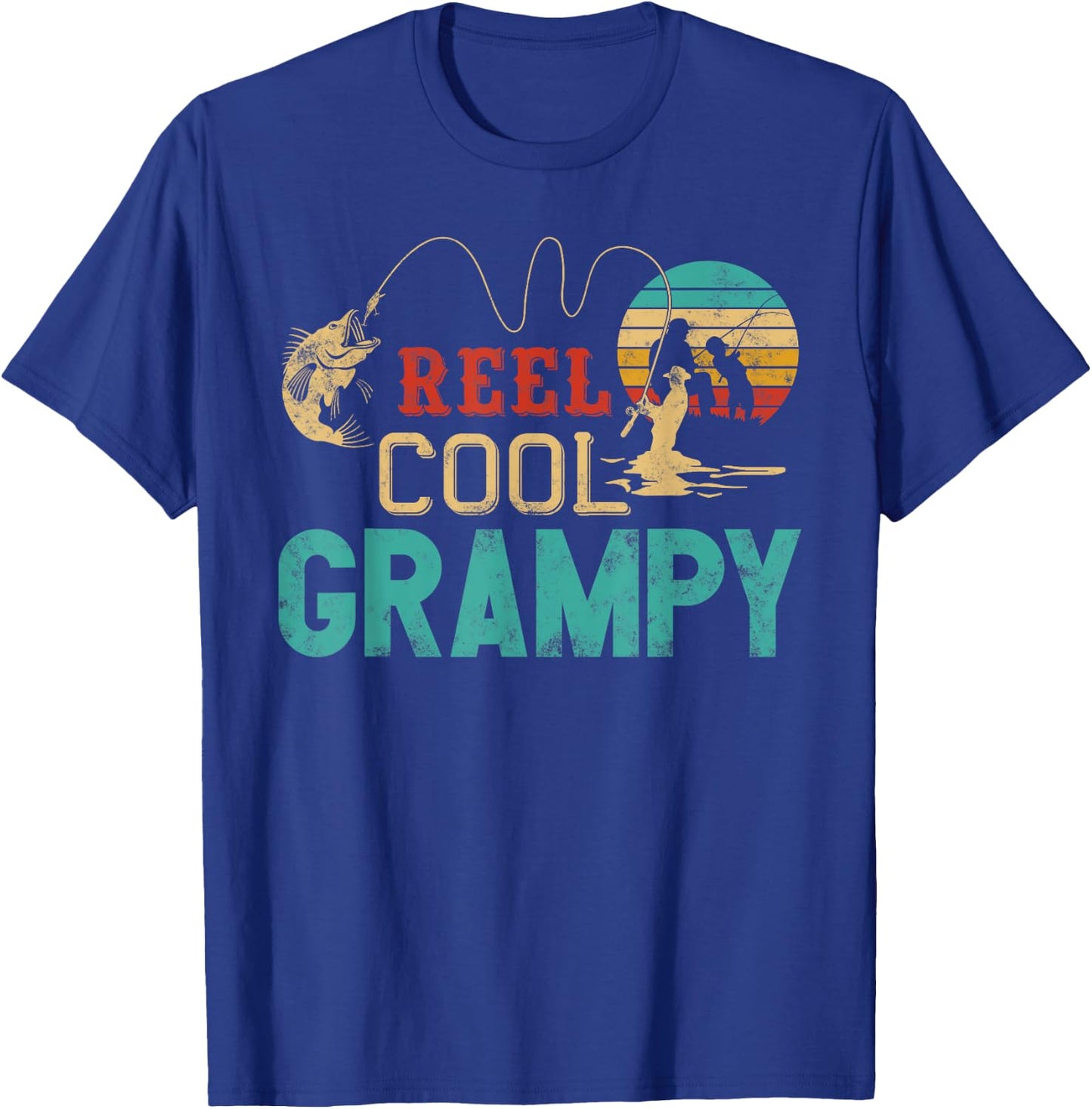 Reel Cool Grampy vintage funny fishing rod Gift Grampy T-Shirt - T-Shirt | Royal