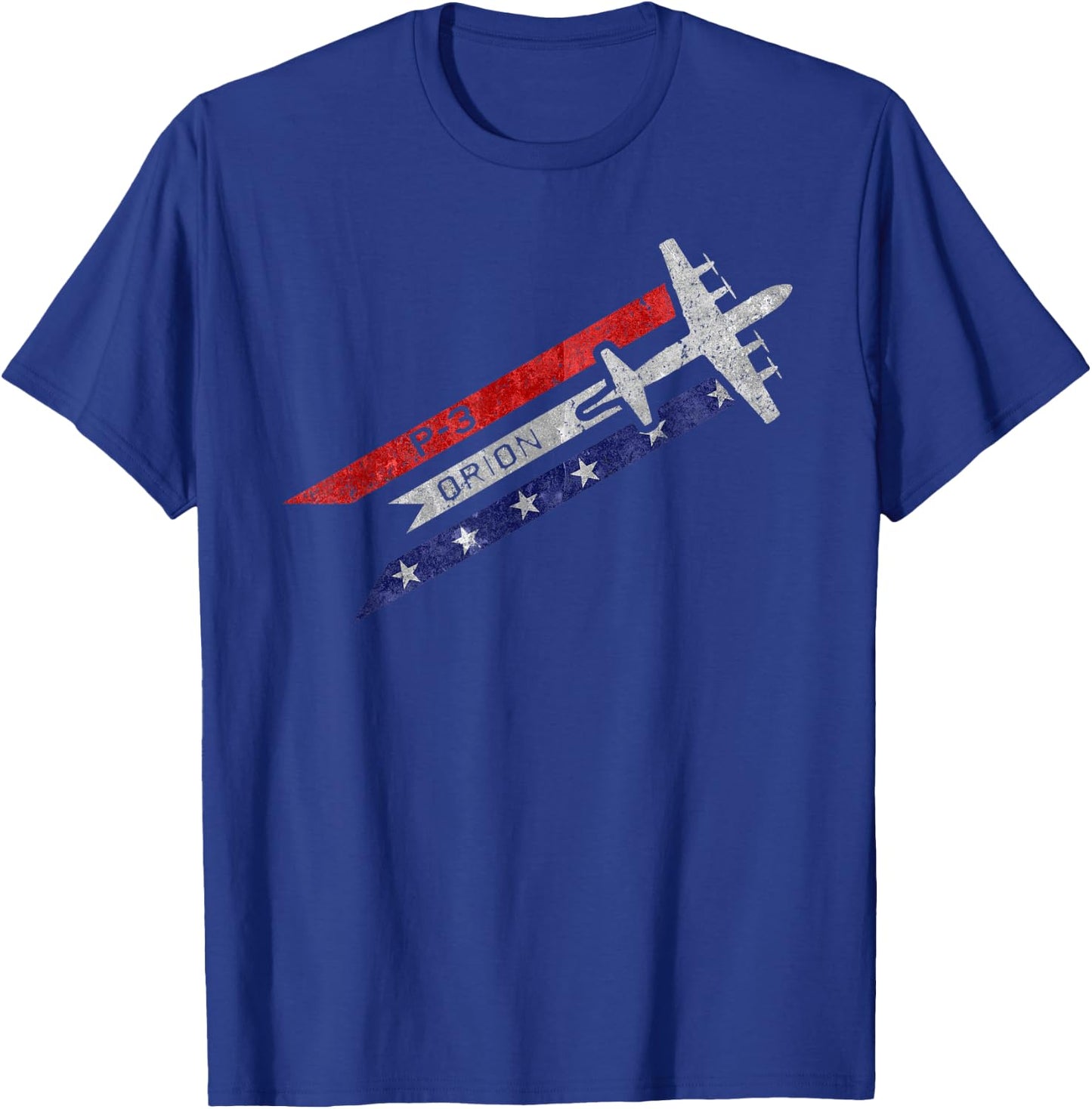 P-3 Orion Military Airplane Red White & Blue Vintage T-Shirt - T-Shirt | Royal