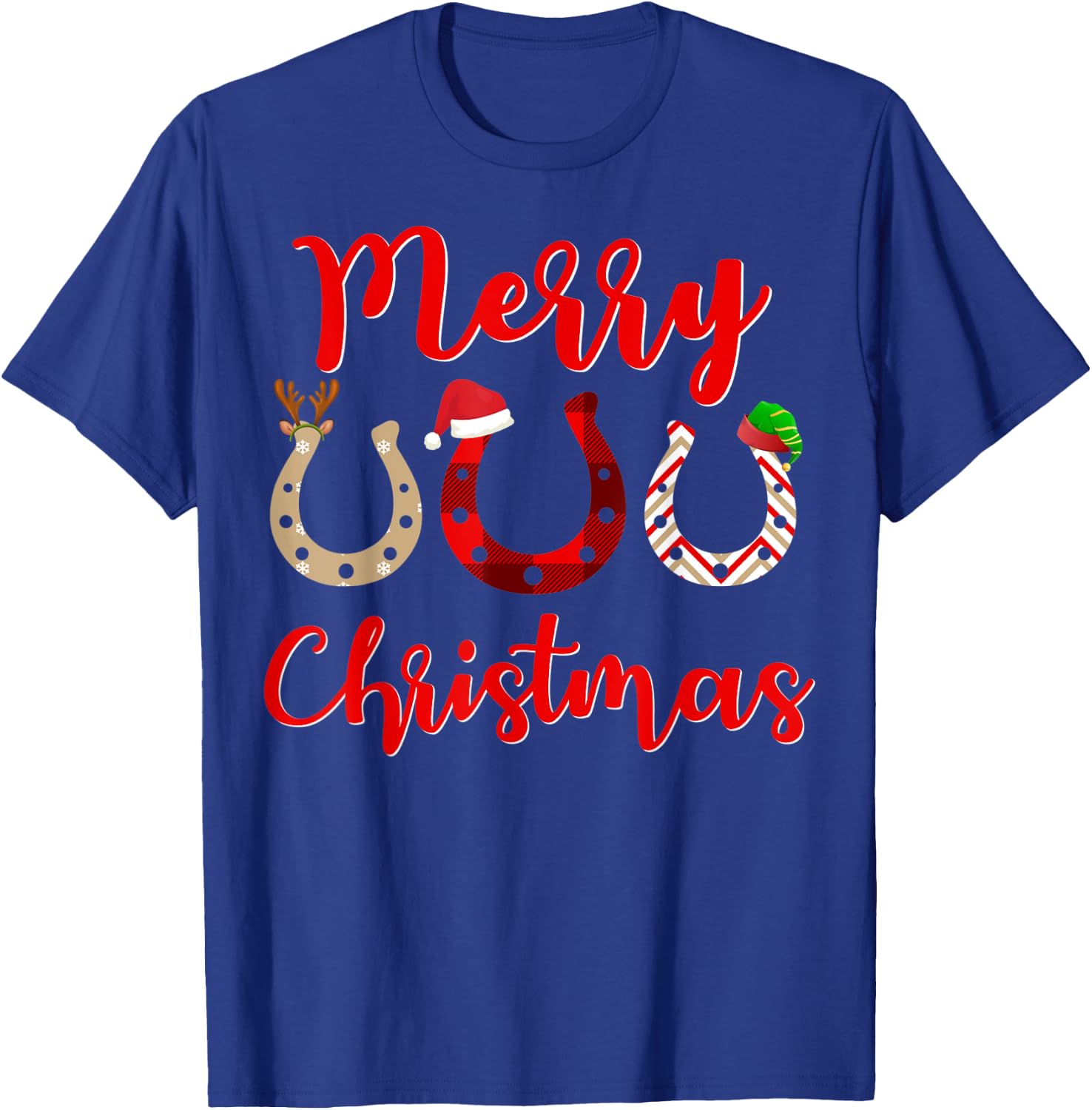 Christmas Horseshoe, Santa Hat, Horse T-Shirt - T-Shirt | Royal