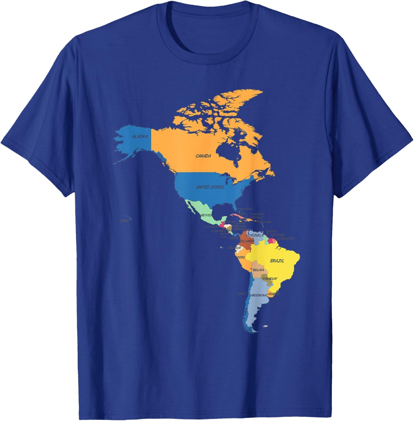 Political map of the continent North and South America T-Shirt - T-Shirt | Royal