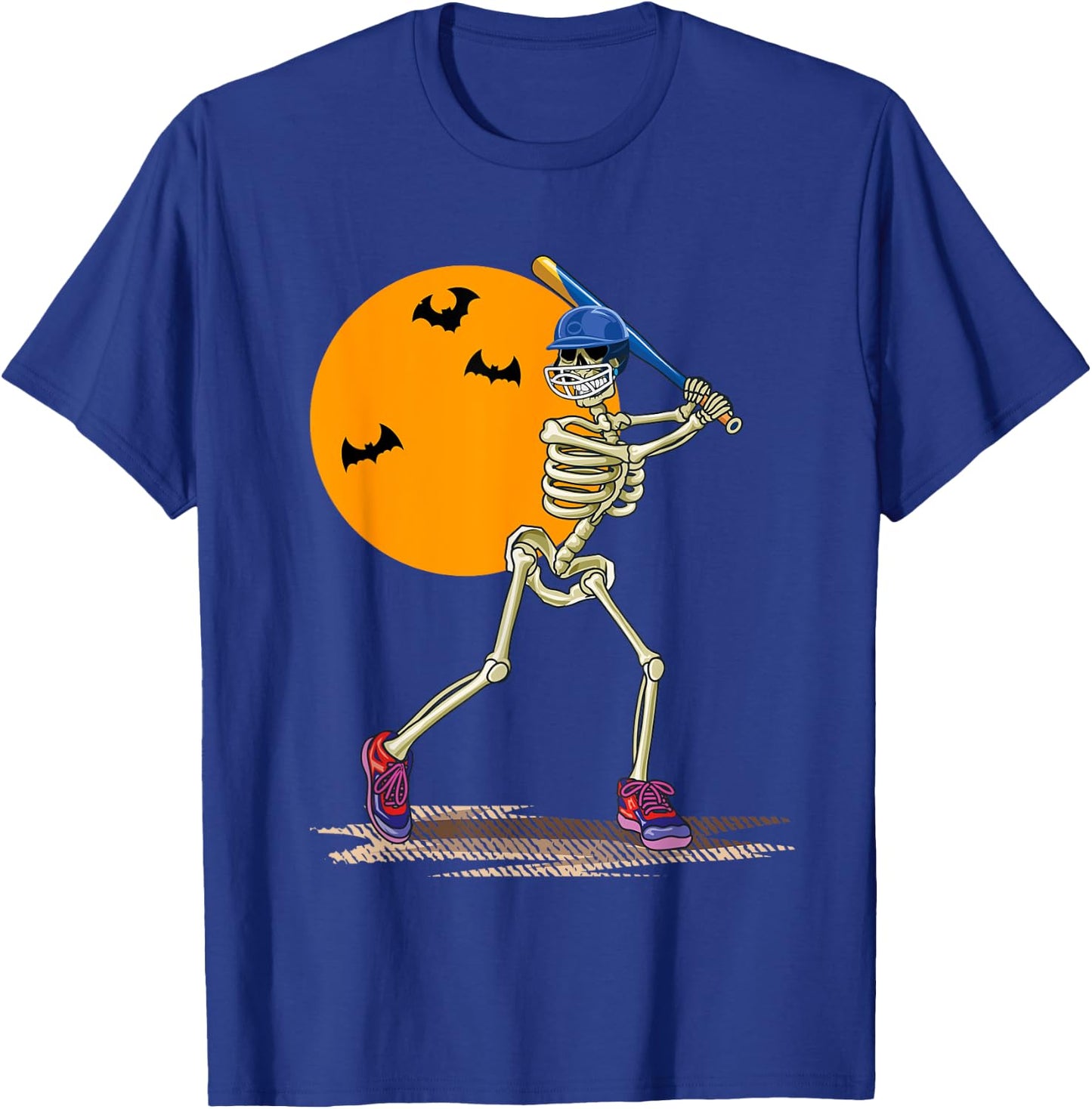Baseball Skeleton Halloween Men Boys Baseball Halloween T-Shirt - T-Shirt | Royal