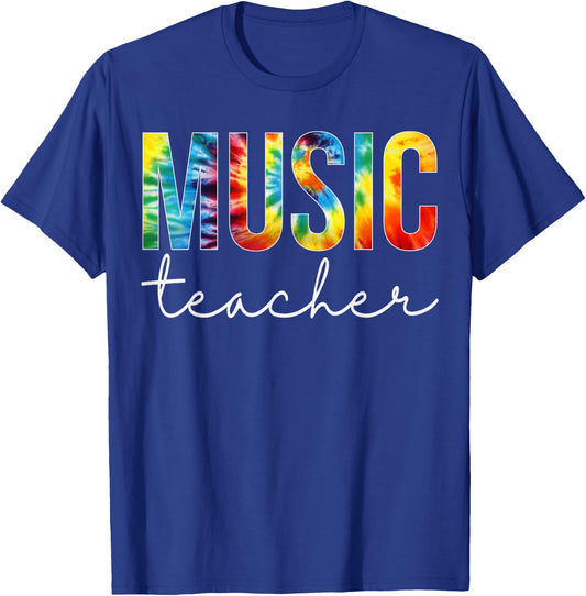 Music Teacher Tie Dye Appreciation Day Hello Back To School Men Women T-Shirt - T-Shirt | Royal