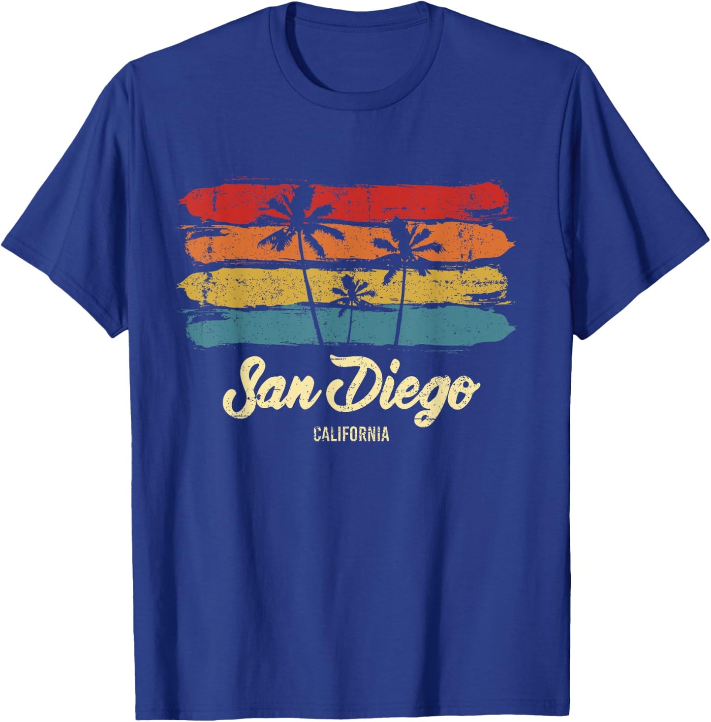 Vintage San Diego California Palm Trees CA Retro T-Shirt - T-Shirt | Royal