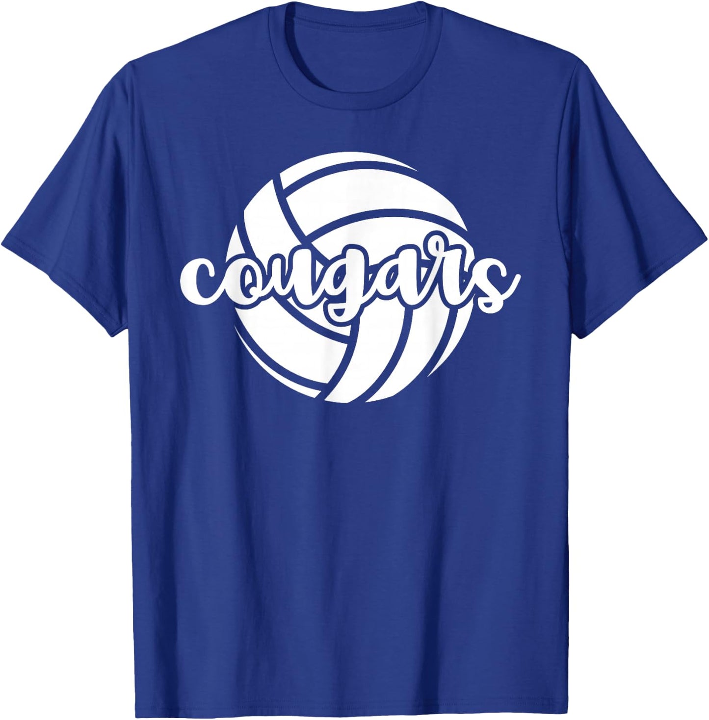 Cougars Volleyball Team Mascot School Spirit Game Night T-Shirt - T-Shirt | Royal