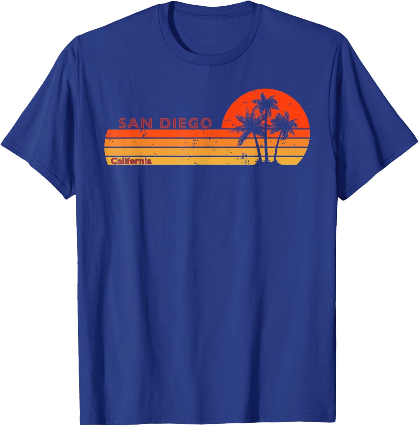 San Diego California Retro Vintage Sunset T-Shirt - T-Shirt | Royal