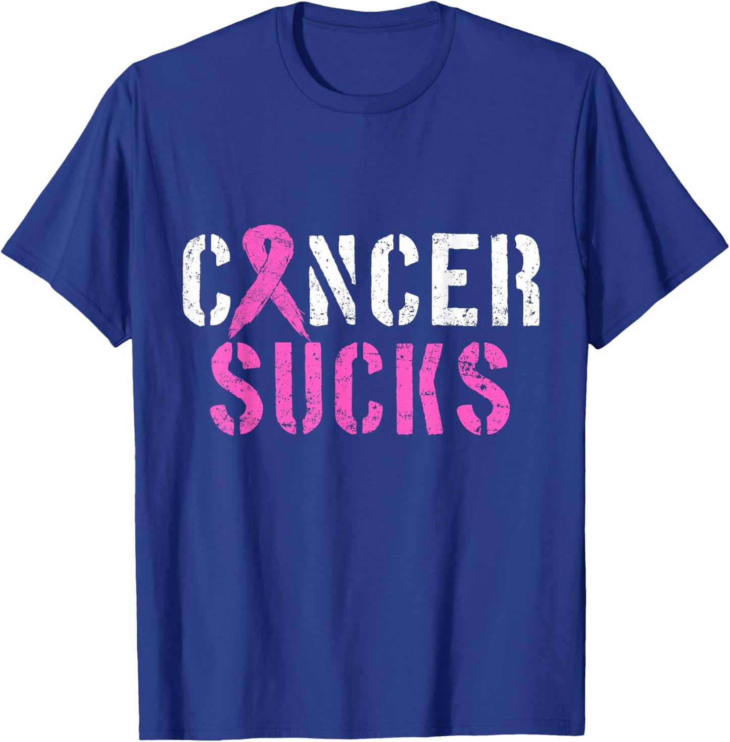 Cancer Sucks Pink Ribbon T-Shirt - T-Shirt | Royal