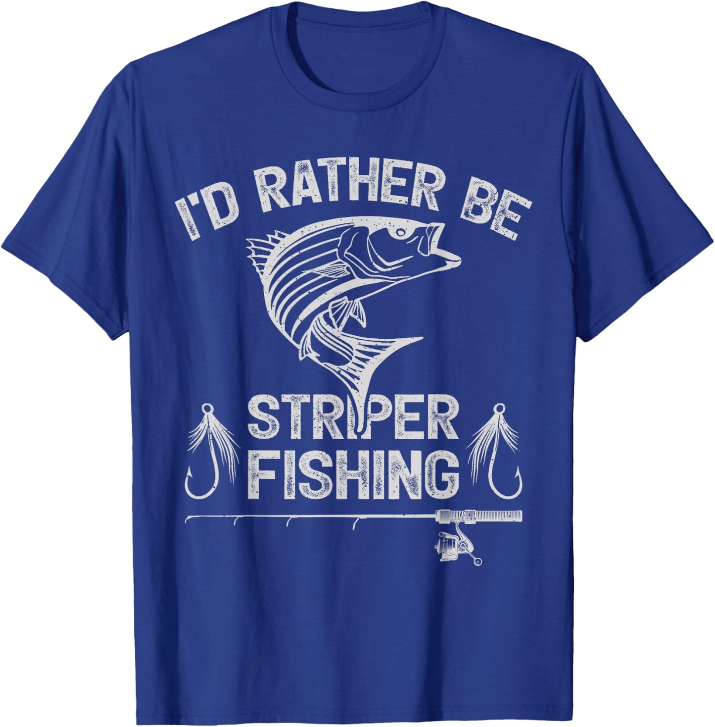 Funny Fishing Lover Retro I'd Rather Be Striper Fishing T-Shirt - T-Shirt | Royal