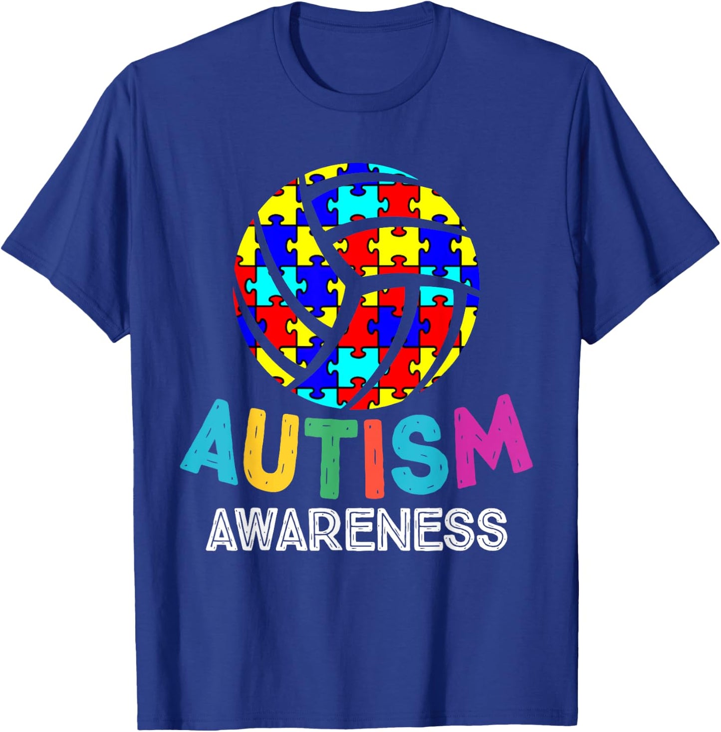 Autism Awareness Month Volleyball Sports Ribbon Women Shirt T-Shirt - T-Shirt | Royal