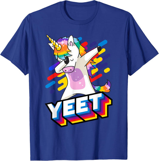 Colorful Dabbing Dancing Unicorn Celebration Yeet T-Shirt - T-Shirt | Royal