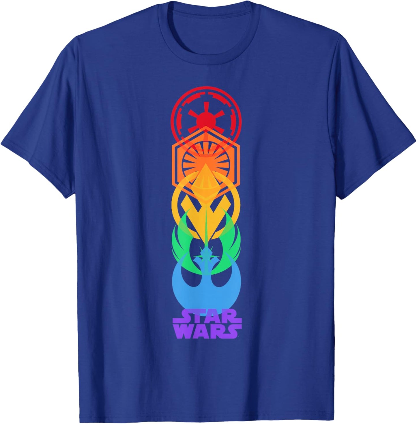 Star Wars Rainbow Logo Stack T-Shirt - T-Shirt | Royal