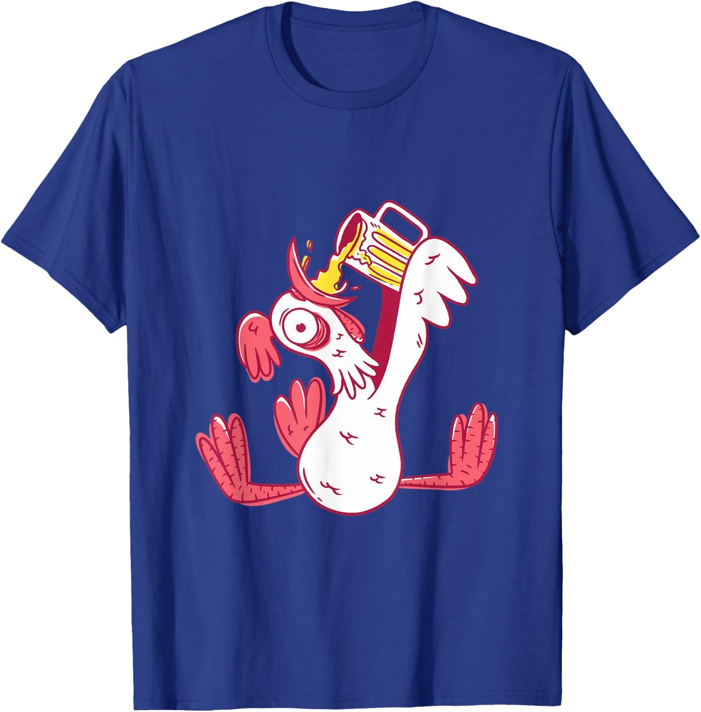 Funny Drunk Rooster Animal Chicken Beer Alcohol Party Gift T-Shirt - T-Shirt | Royal