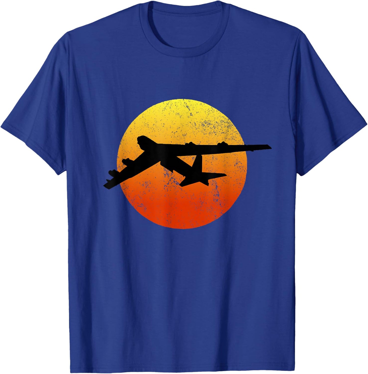 THE SALTY VETERAN B-52 Stratofortress Silhouette Bomber Plane - Men's Black Small Classic Fit Retro Style Cotton Polyester T-Shirt - T-Shirt | Royal