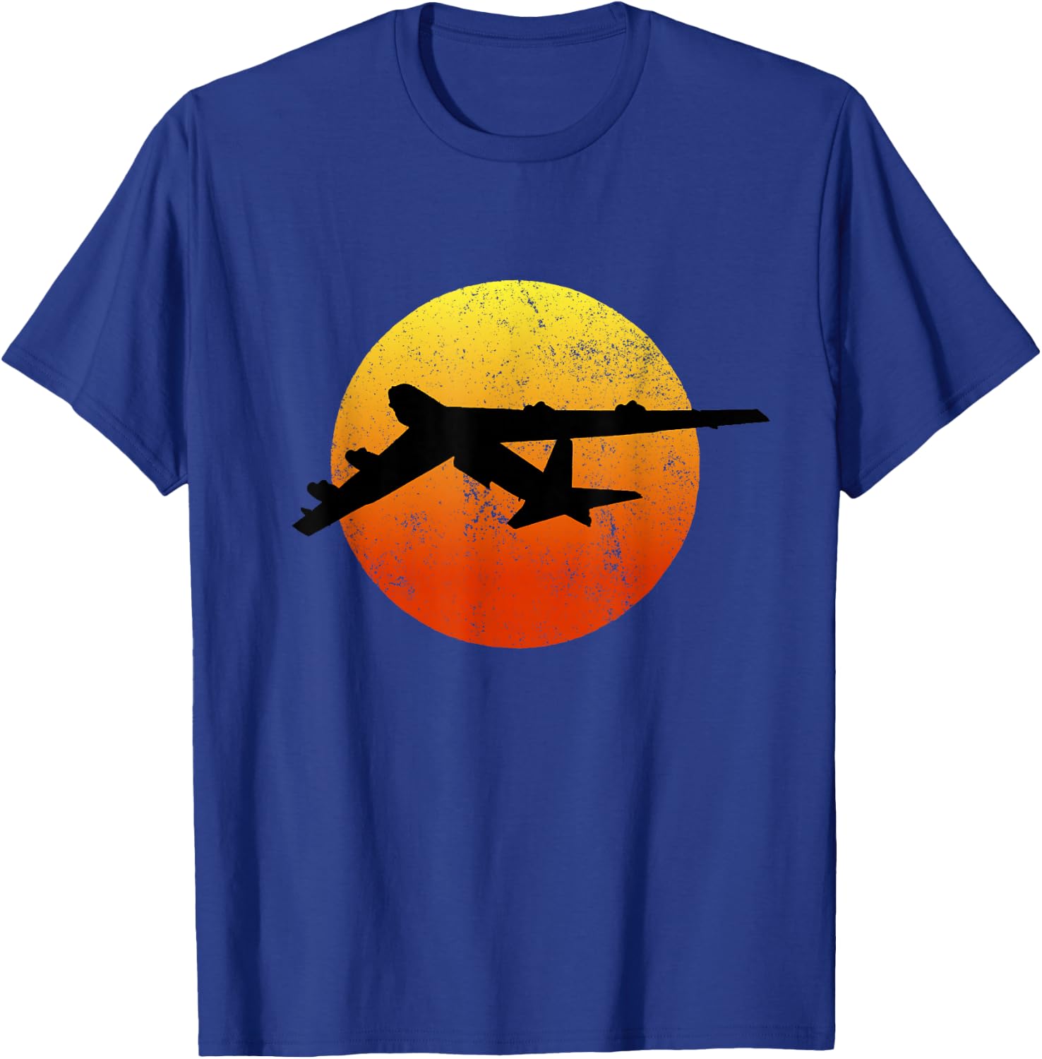 THE SALTY VETERAN B-52 Stratofortress Silhouette Bomber Plane - Men's Black Small Classic Fit Retro Style Cotton Polyester T-Shirt - T-Shirt | Royal