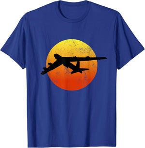 THE SALTY VETERAN B-52 Stratofortress Silhouette Bomber Plane - Men's Black Small Classic Fit Retro Style Cotton Polyester T-Shirt - T-Shirt | Royal