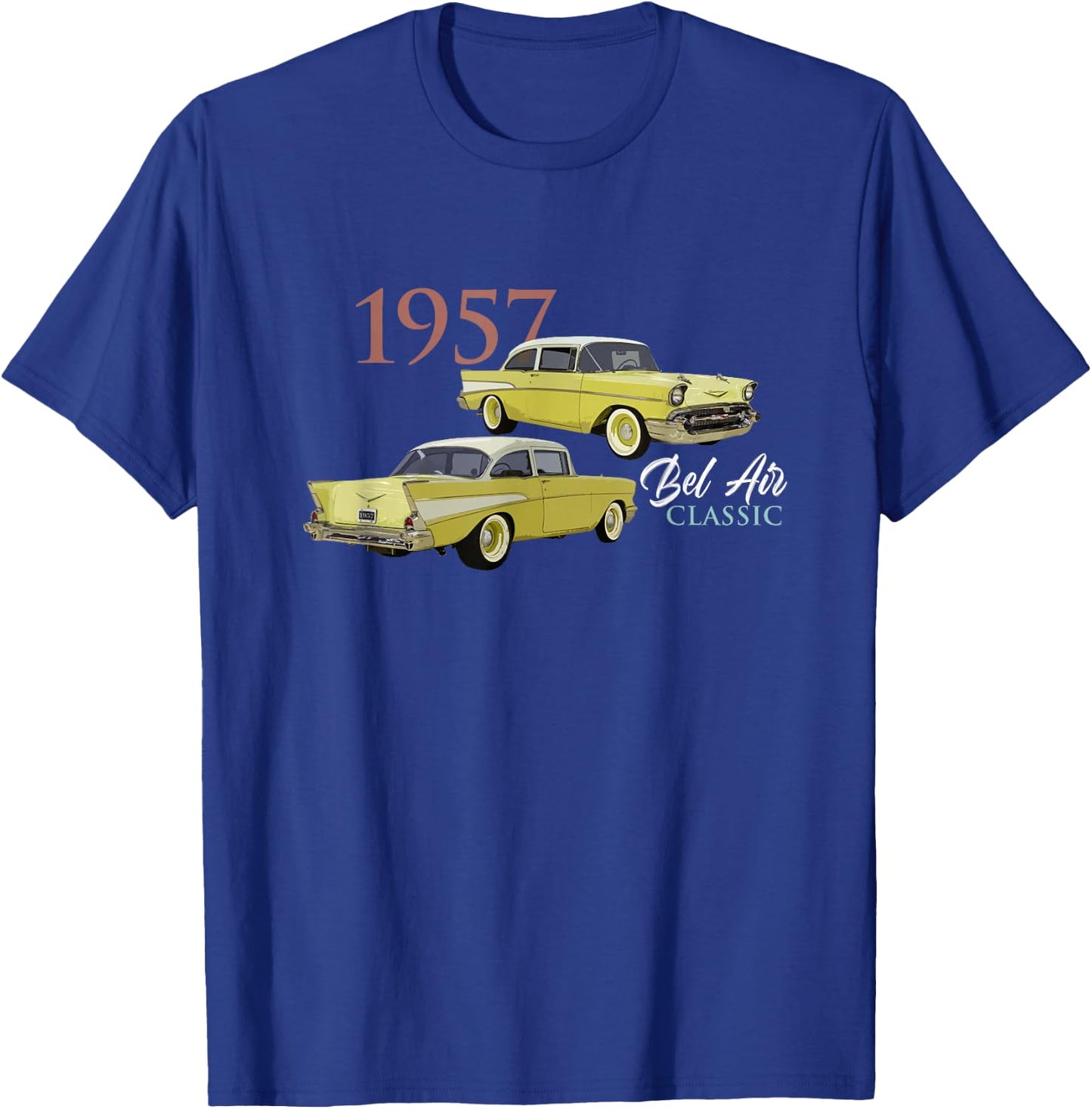 Vintage Cars, Classic Cars, 1957 BEL AIR, 1950'S, Yellow CAR T-Shirt - T-Shirt | Royal