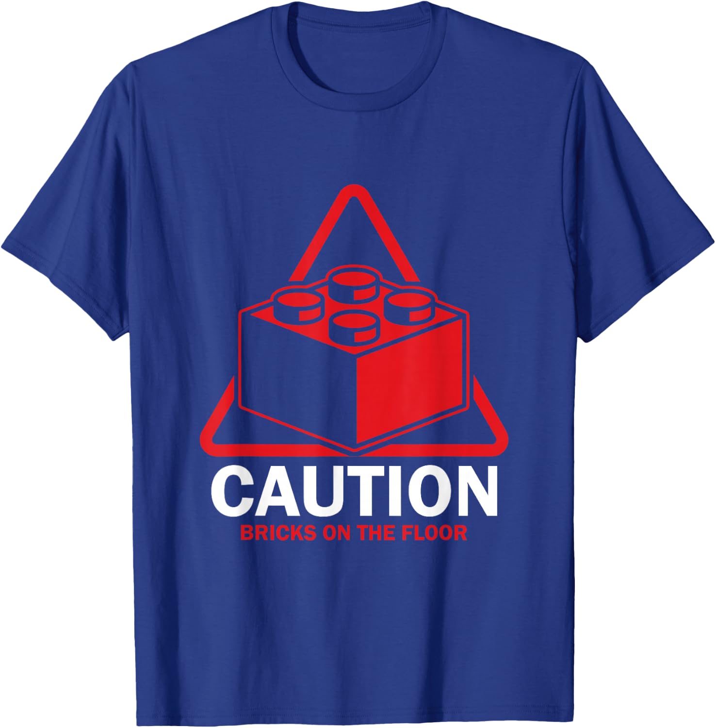 Funny Caution Bricks on Floor Builder Large Building Blocks T-Shirt - T-Shirt | Royal