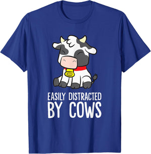 Easily Distracted By Cows T-Shirt - T-Shirt | Royal