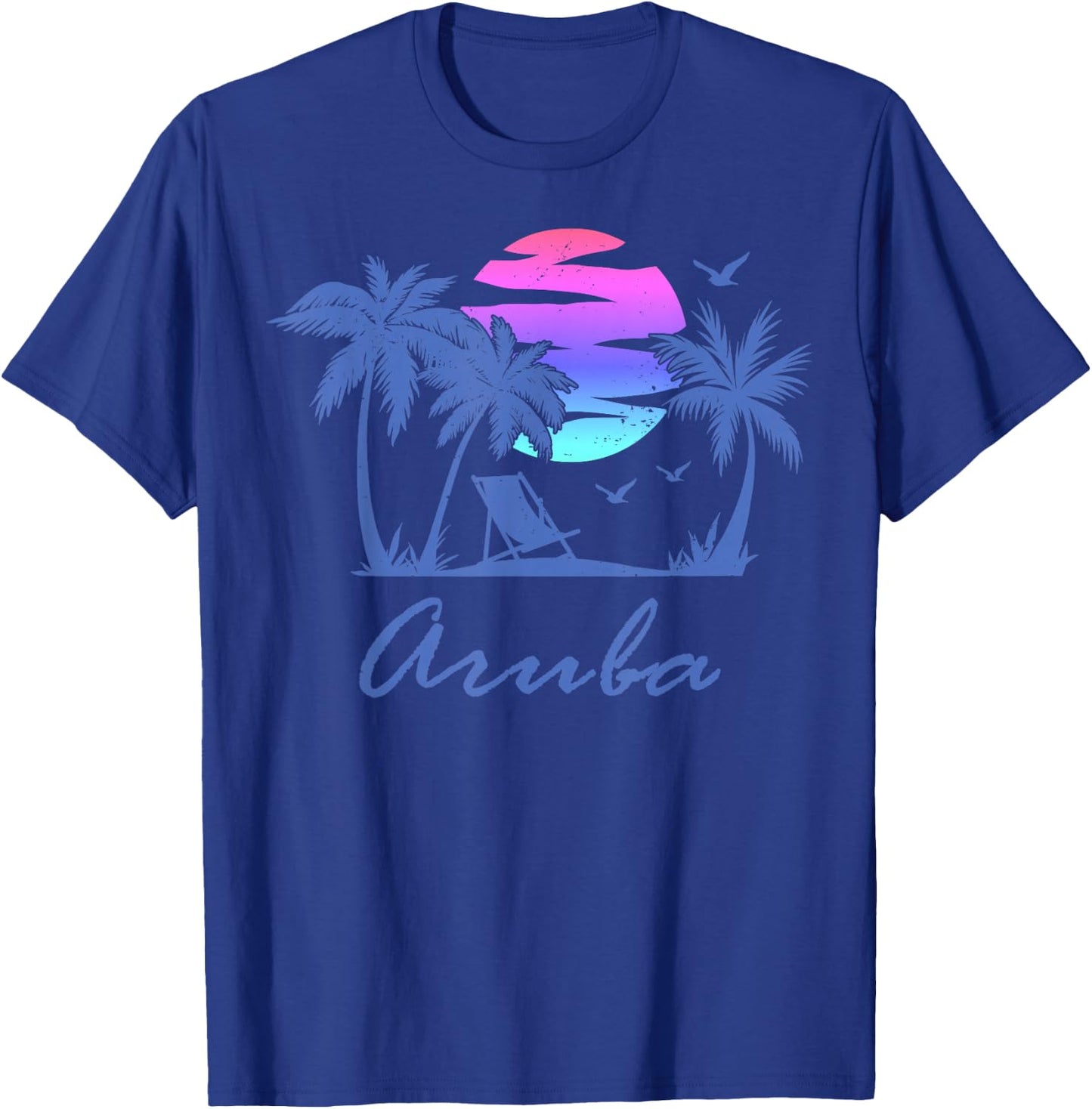 Aruba Beach Vacation Souvenir Retro Vintage Sunset Graphic T-Shirt - T-Shirt | Royal