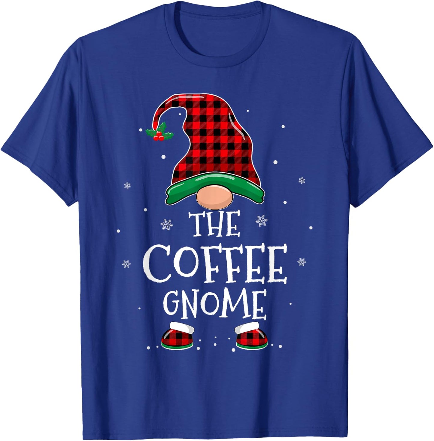 The Coffee Gnome Xmas Family Matching Plaid Christmas Gnomes T-Shirt - T-Shirt | Royal