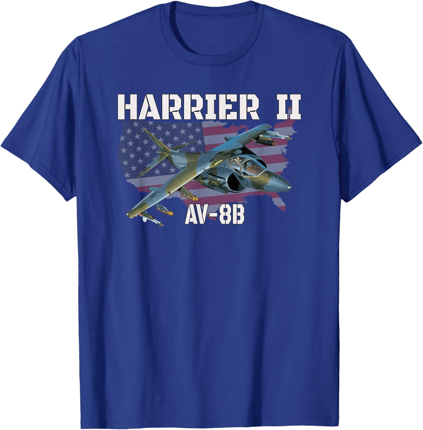 AV-8B Harrier II Ground-Attack Aircraft Military Aviation T-Shirt - T-Shirt | Royal