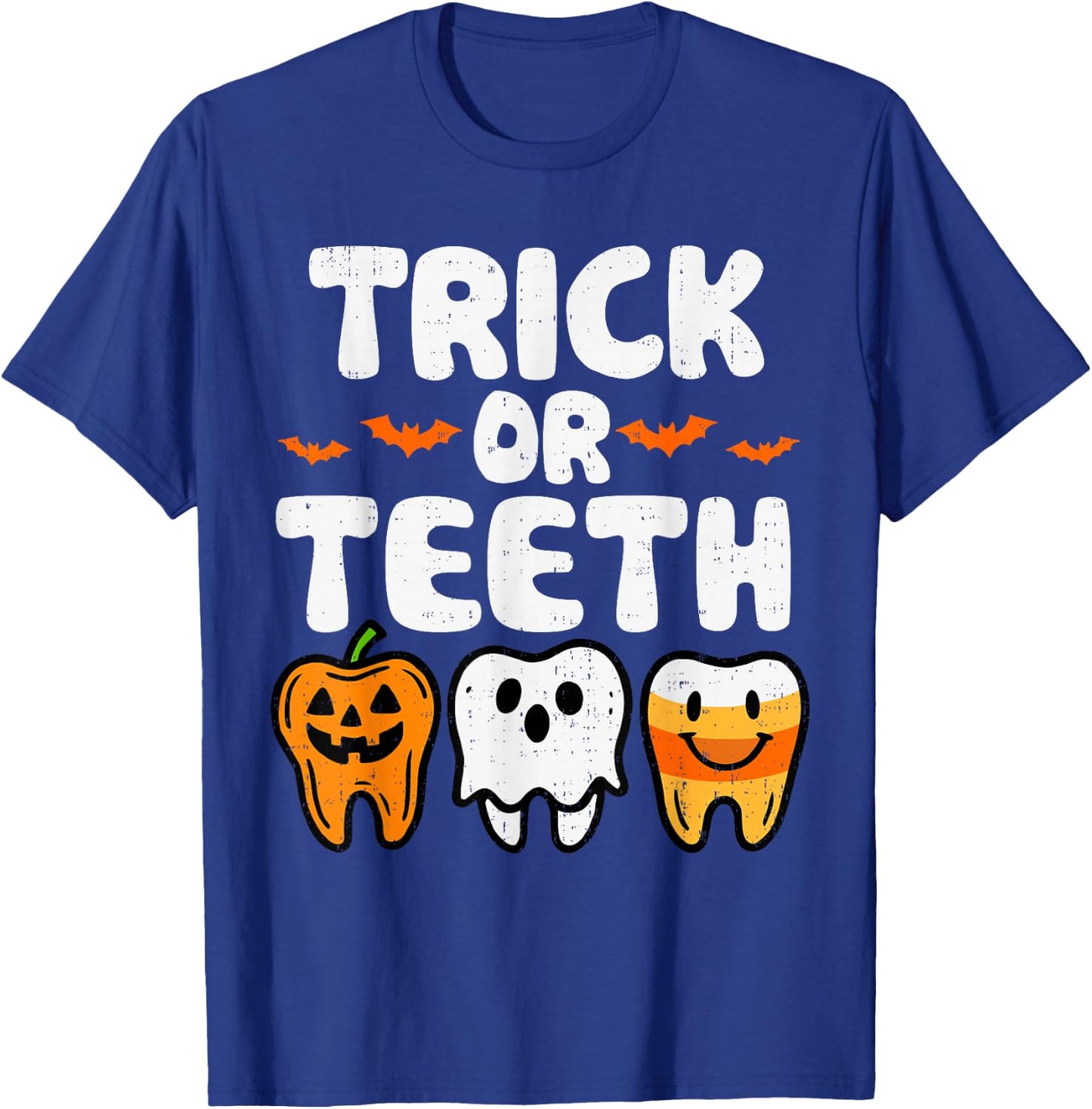 Trick Or Teeth Halloween Funny Dental Dentist Men Women Kids T-Shirt - T-Shirt | Royal