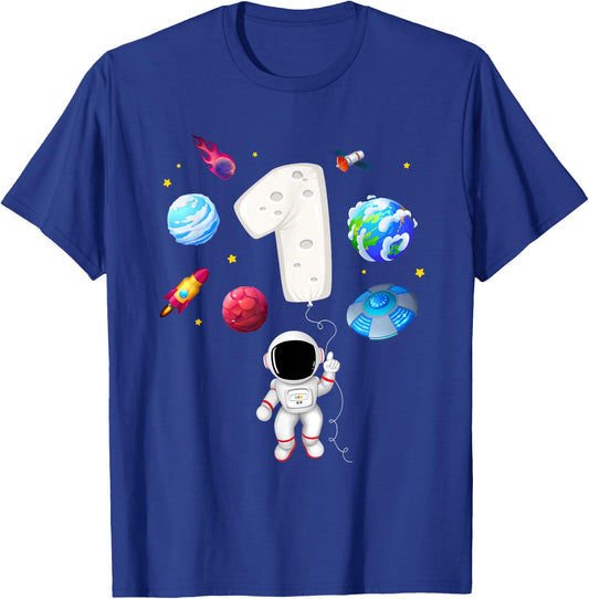 1st Astronaut Birthday Party 1 Year Old Space Costume T-Shirt - T-Shirt | Royal