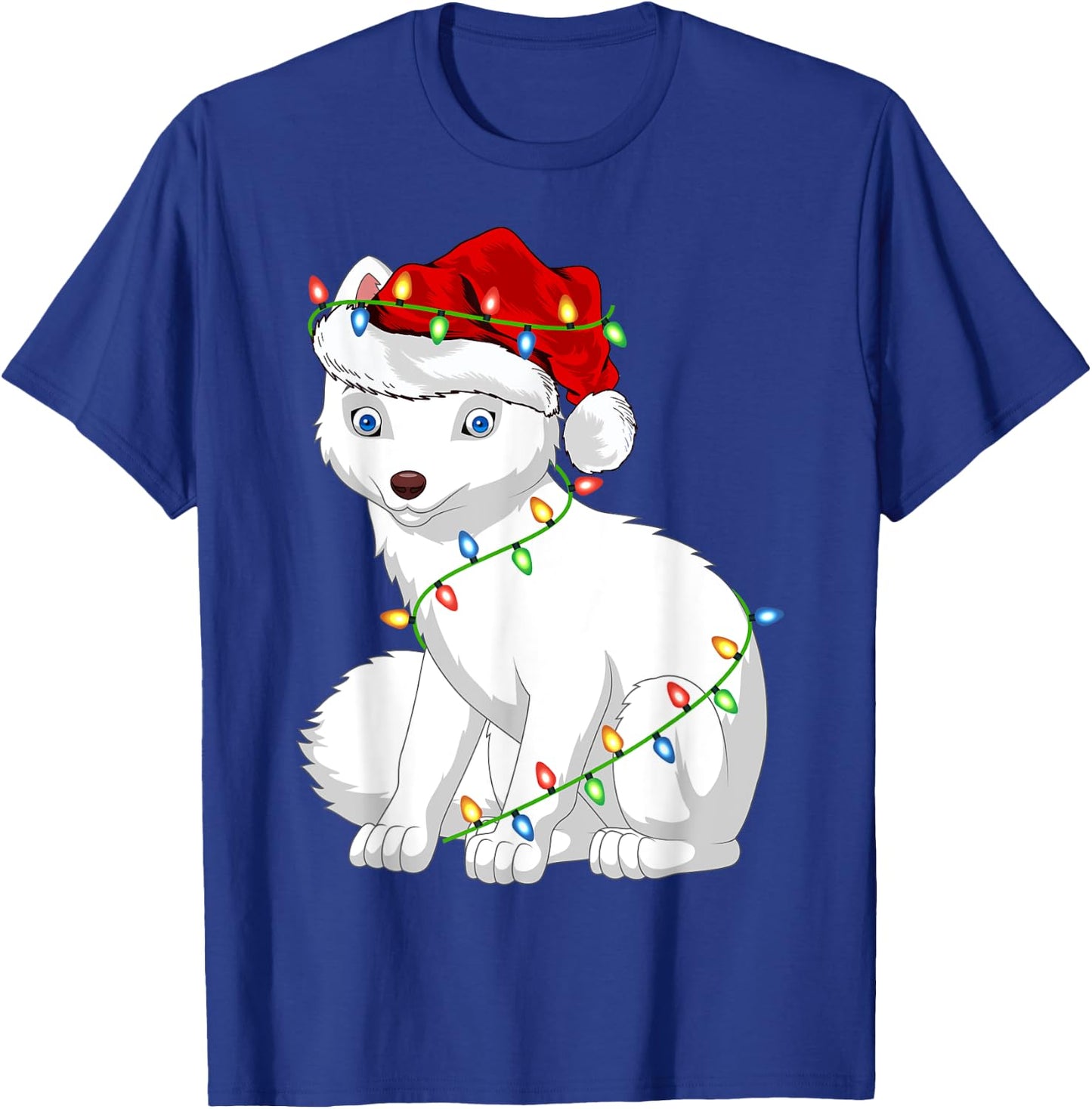 Arctic Fox Animal Lover Xmas Santa Hat Arctic Fox Christmas T-Shirt - T-Shirt | Royal