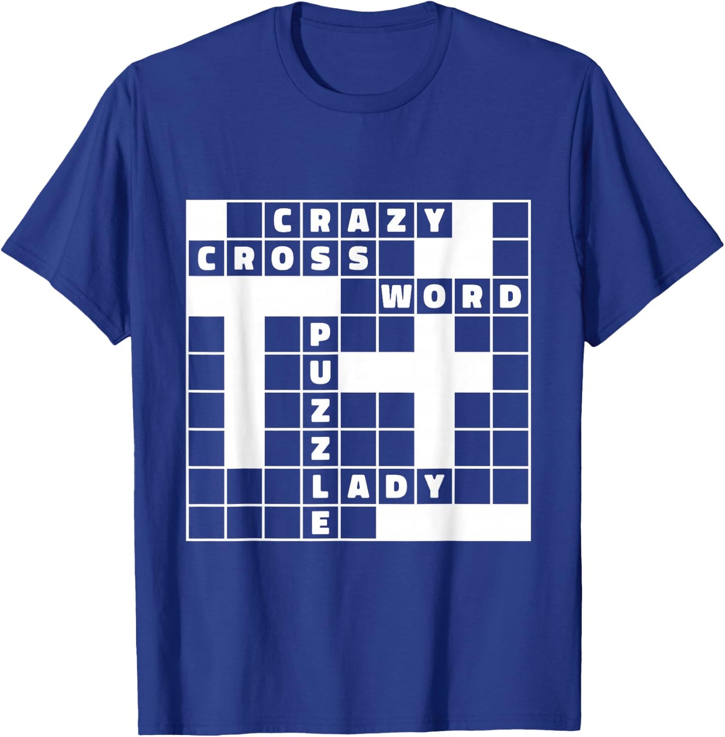 Crazy Crossword Puzzle Lady, Crossword Puzzles T-Shirt - T-Shirt | Royal