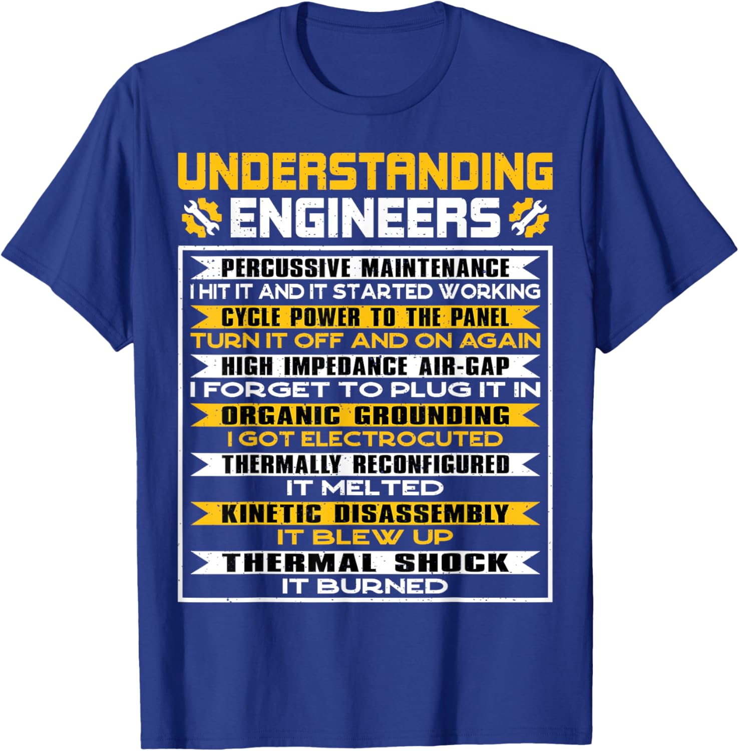 Understanding Engineers Gift Percussive Maintenance Funny T-Shirt - T-Shirt | Royal
