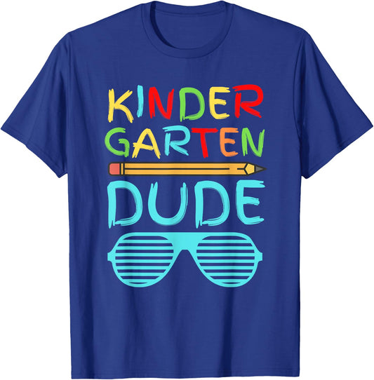 Kindergarten Dude Shirt Funny Pencil First Day School Blue T-Shirt - T-Shirt | Royal