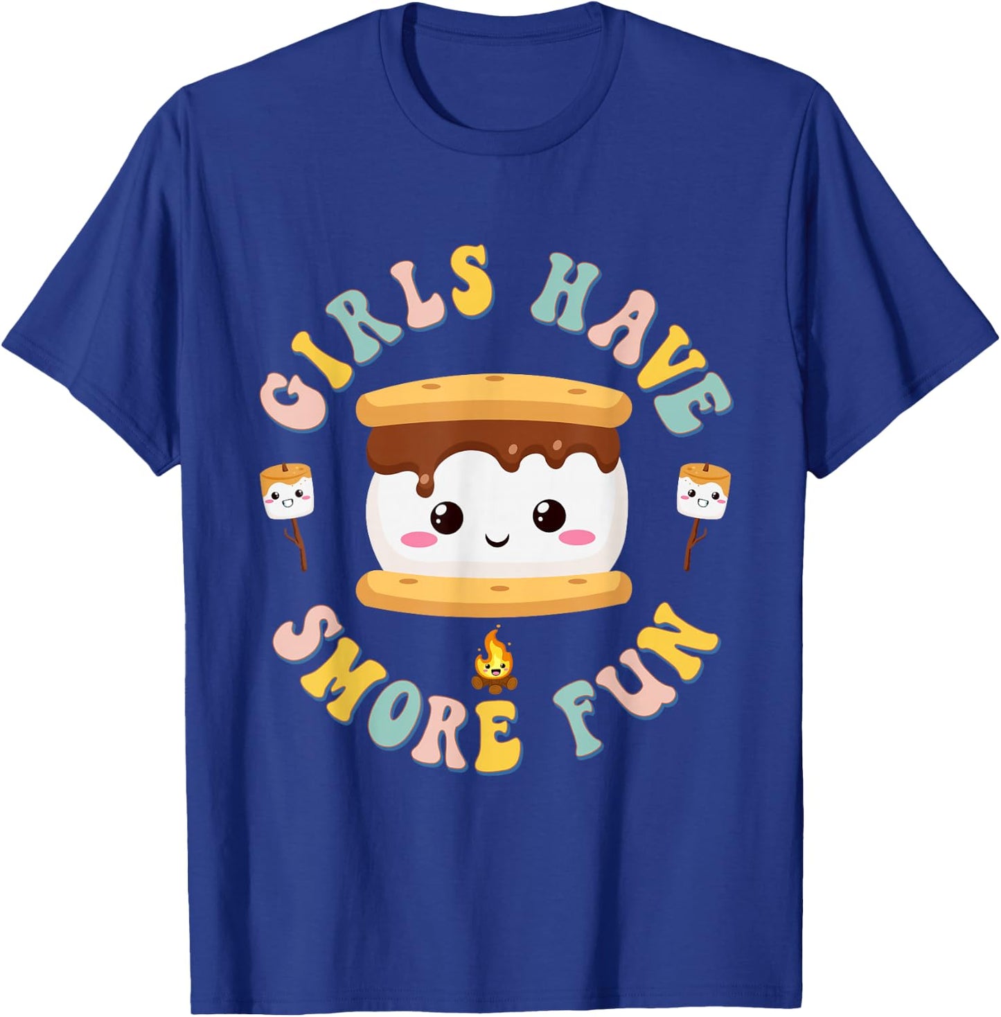 Women Camping Kawaii Smores Girls Have S'More Kids Camping T-Shirt - T-Shirt | Royal