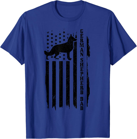 German Shepherd Dad Vintage Flag Patriotic Dog T-Shirt - T-Shirt | Royal