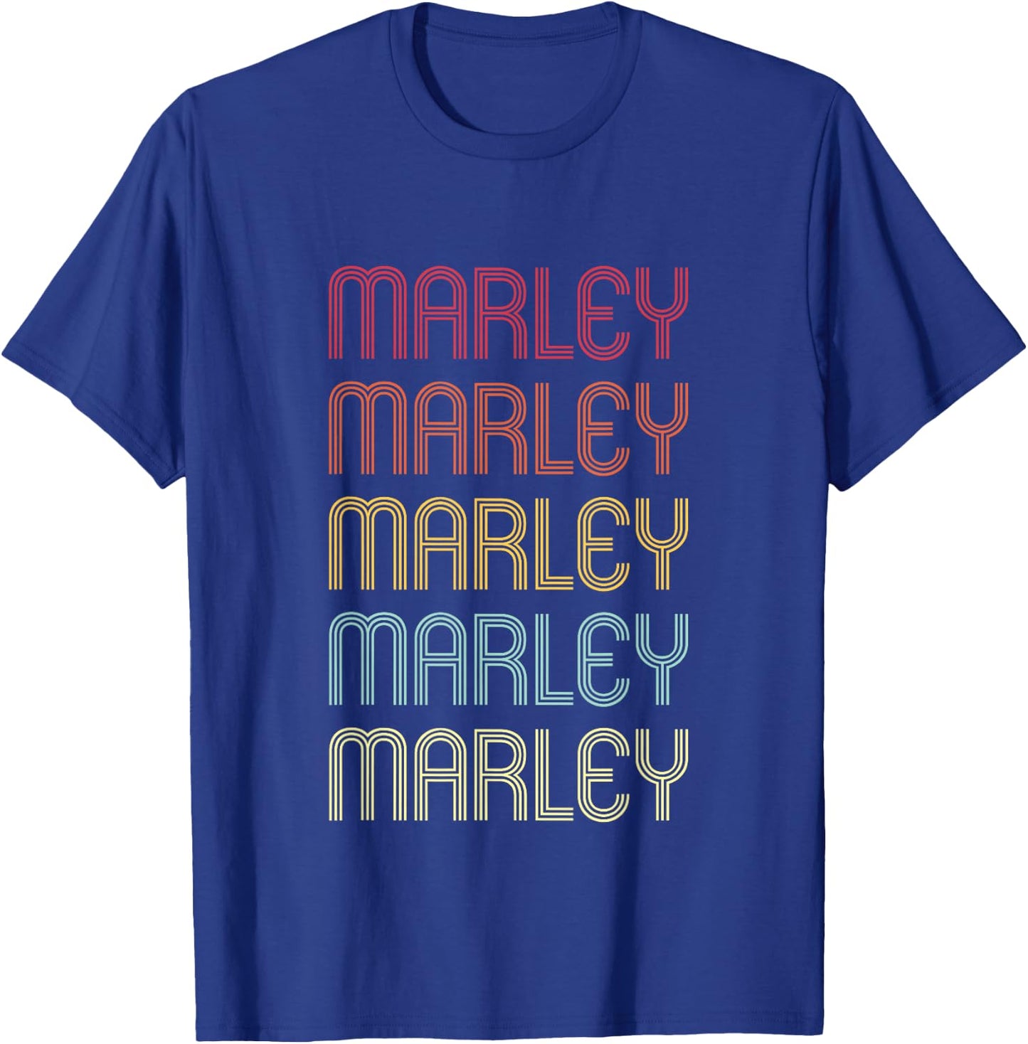 Marley Retro Wordmark Pattern Vintage Personalized 70s T-Shirt - T-Shirt | Royal
