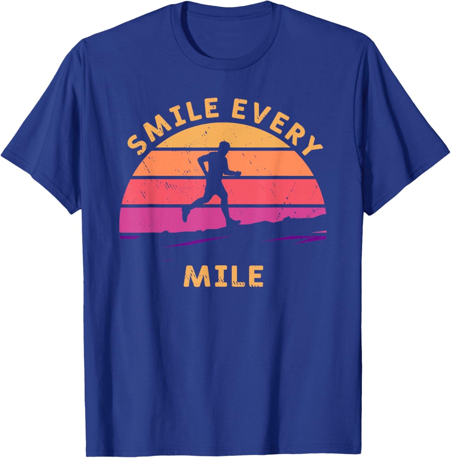 Trail Running Vintage Smile Every Mile run gift T-Shirt - T-Shirt | Royal