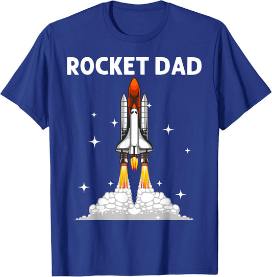 Cool Rocket Design For Dad Father Space Rocket Ship Vehicle T-Shirt - T-Shirt | Royal