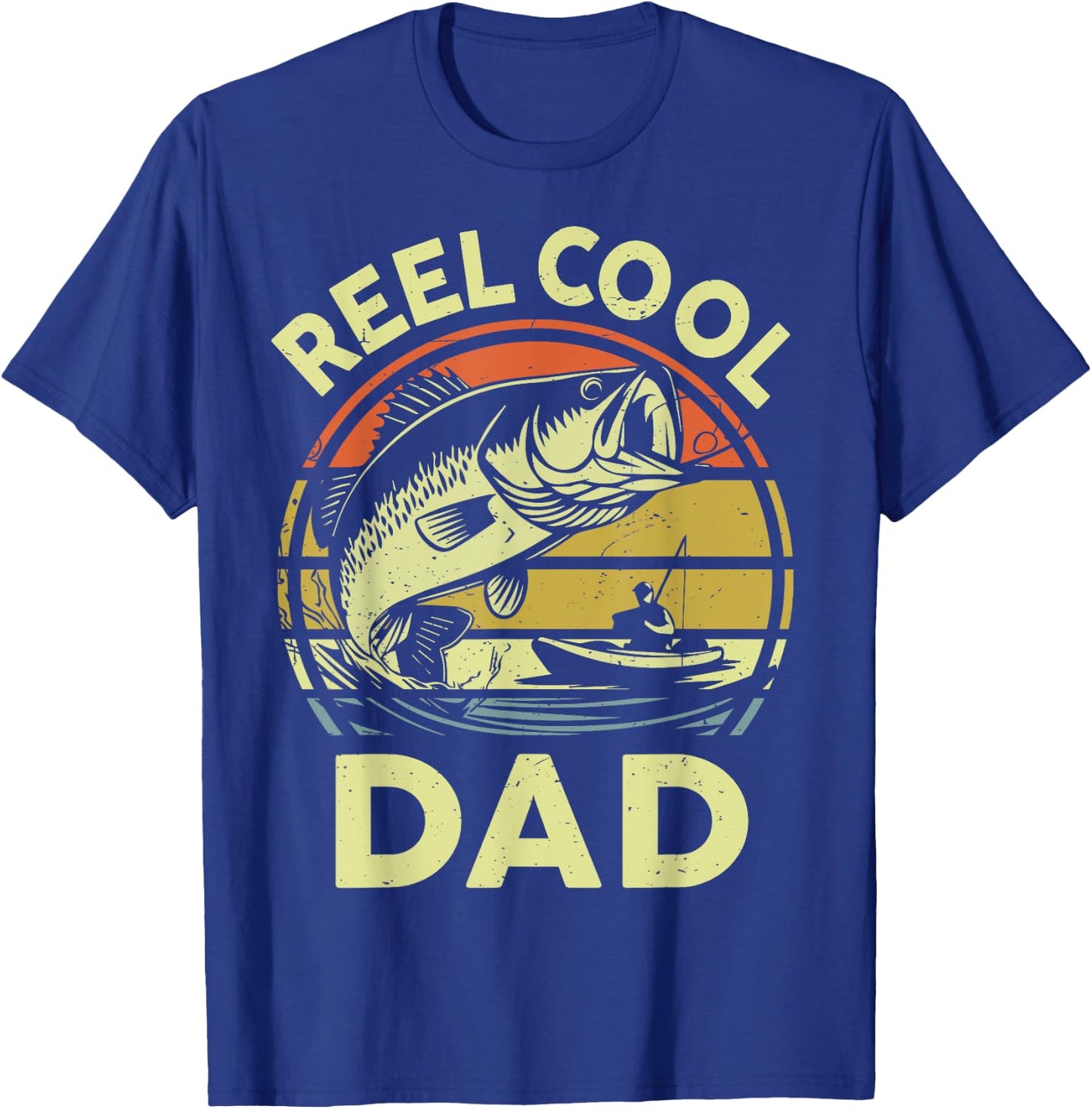 Fisherman Reel Cool Dad Funny Kayak Fishing Bass Step Dad T-Shirt - T-Shirt | Royal
