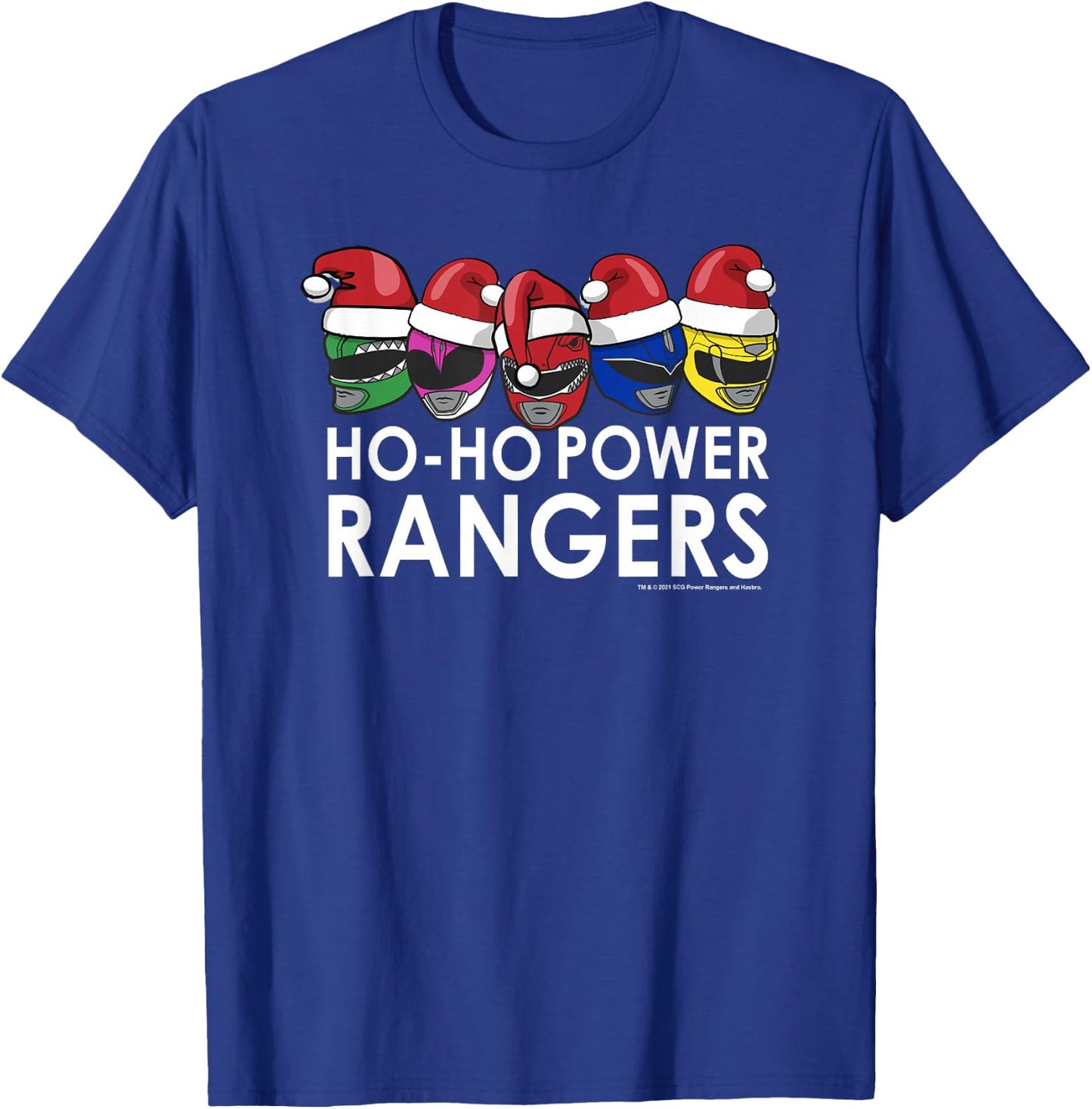 Power Rangers Christmas Group Shot Line Up Ho-Ho Rangers T-Shirt - T-Shirt | Royal