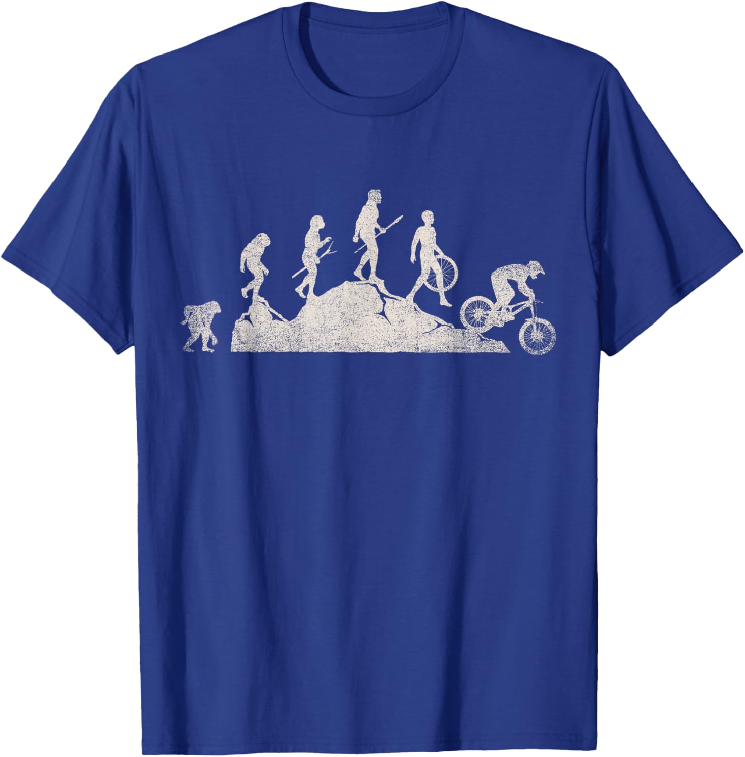 Mountain Biking Evolution Vintage MTB Bicycle Bike Rider T-Shirt - T-Shirt | Royal