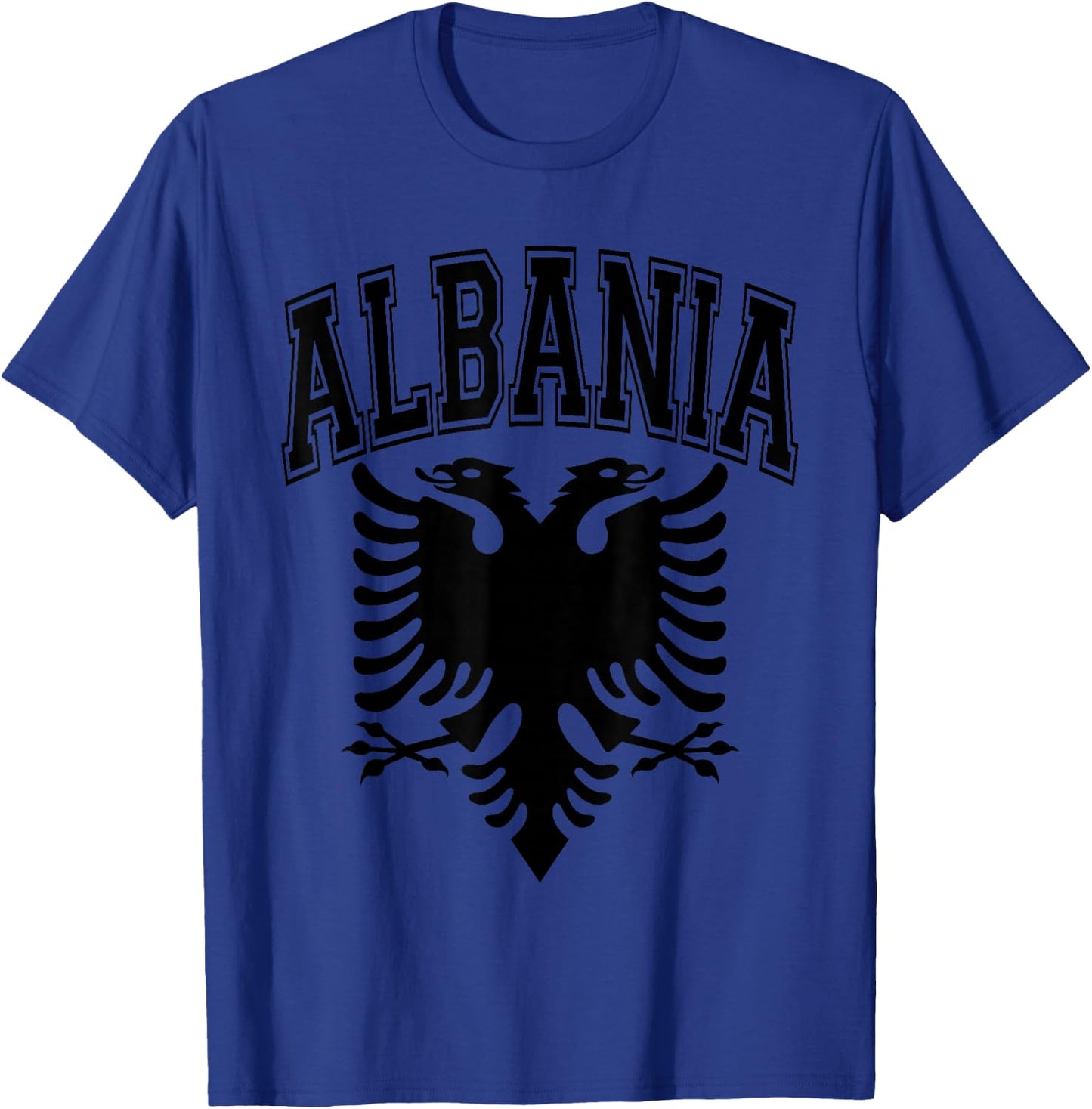 Albania Flag Eagle and Text Red with Black Print T-Shirt - T-Shirt | Royal