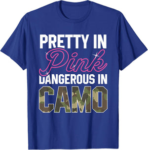 Funny Pink Camo Hunting Graphic Women Deer Buck Hunters T-Shirt - T-Shirt | Royal