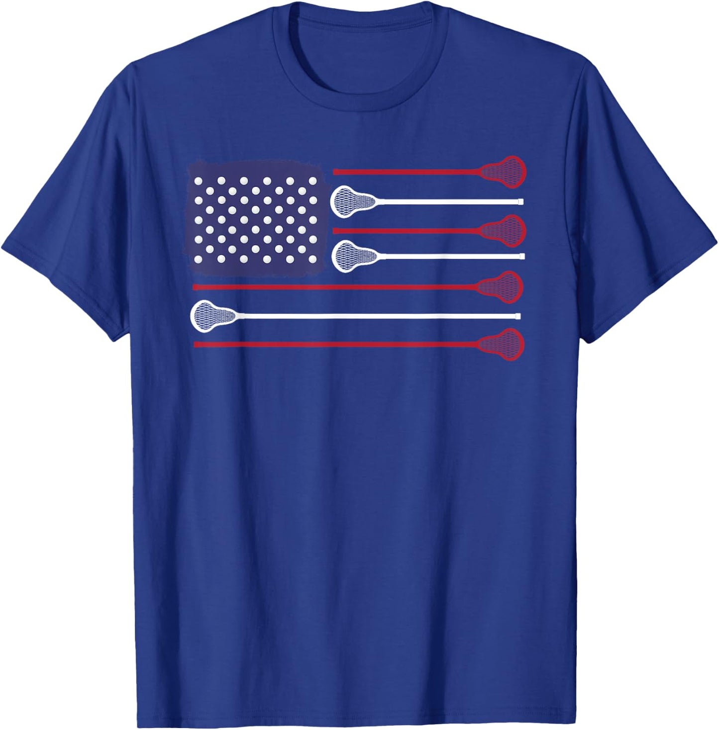 Lacrosse USA Flag Lacrosse Player men woman kids T-Shirt - T-Shirt | Royal