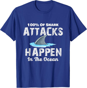 Shark Attacks Happen In The Ocean – Week Of The Shark T-Shirt - T-Shirt | Royal