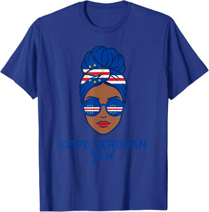 Cape Verdean Girl African Pride Flag Love Cape Verde T-Shirt - T-Shirt | Royal