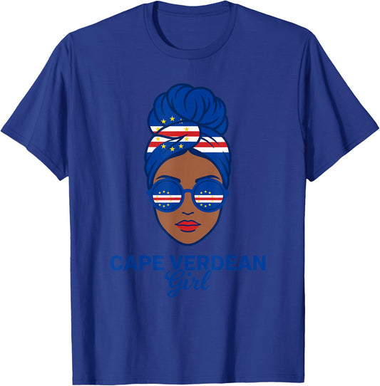 Cape Verdean Girl African Pride Flag Love Cape Verde T-Shirt - T-Shirt | Royal